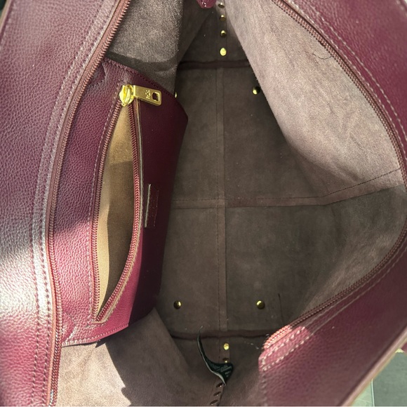 Brownish/maroon Ralph Lauren Cowhide Leather Studded Tote Bag - Picture 9 of 13